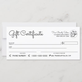 Simple Modern Black White Check Gift Certificate