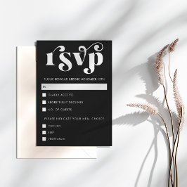 Simple Modern Black & White RSVP Card OSA Kort