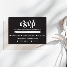 Simple Modern Black & White RSVP Card