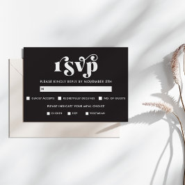 Simple Modern Black & White RSVP Card OSA Kort