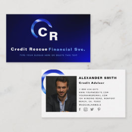 Simple Modern Blue Logotyp Kredit Professionell Ph Visitkort
