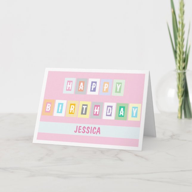 Simple Modern Bright and Cheery Birthday Card Kort (Framsida)