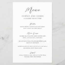 Simple Modern Budget Wedding Menu Flygblad