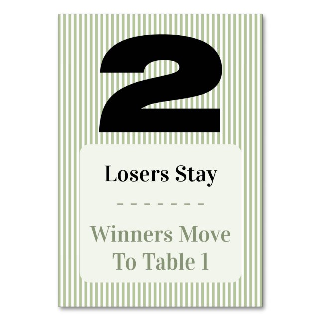 Simple Modern Bunco Table Two Card Set  Bordsnummer (Framsidan)