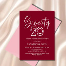 Simple Modern Burgundy Typografi 70:e födelsedagen