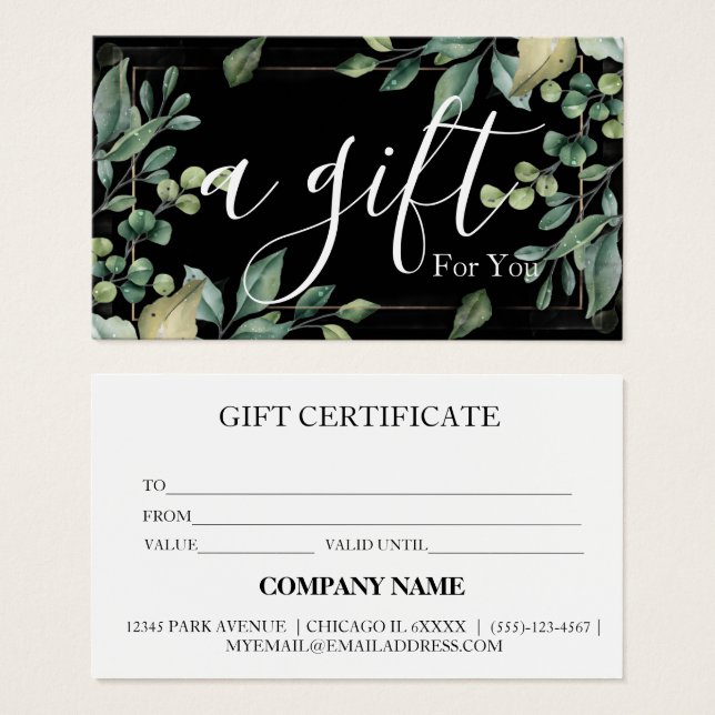 Simple & Modern Business Gift Certificate Visitkort (Framsida & baksida)