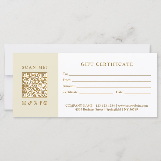 Simple Modern Business QR Code Gift Certificate (Framsida)