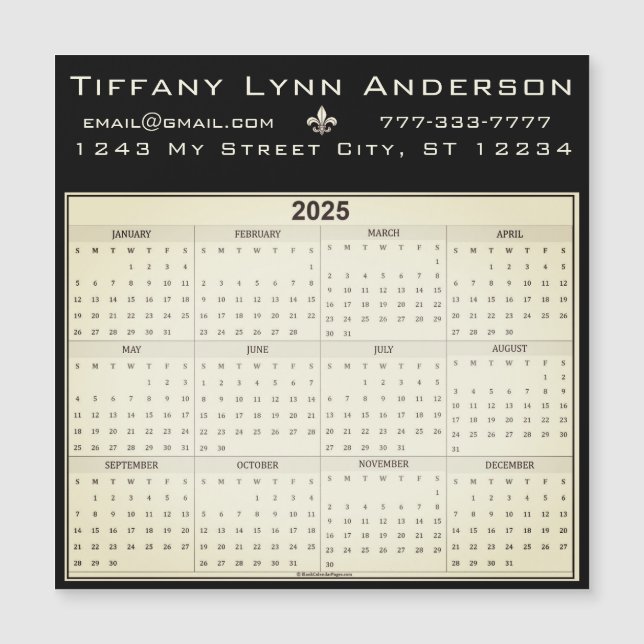 Simple Modern Calendar Black och Ivory Beige (Framsida)