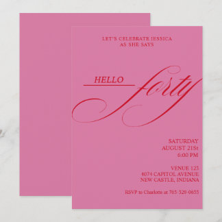 Simple Modern Caligraphy Forty 40th Birthday Party Inbjudningar