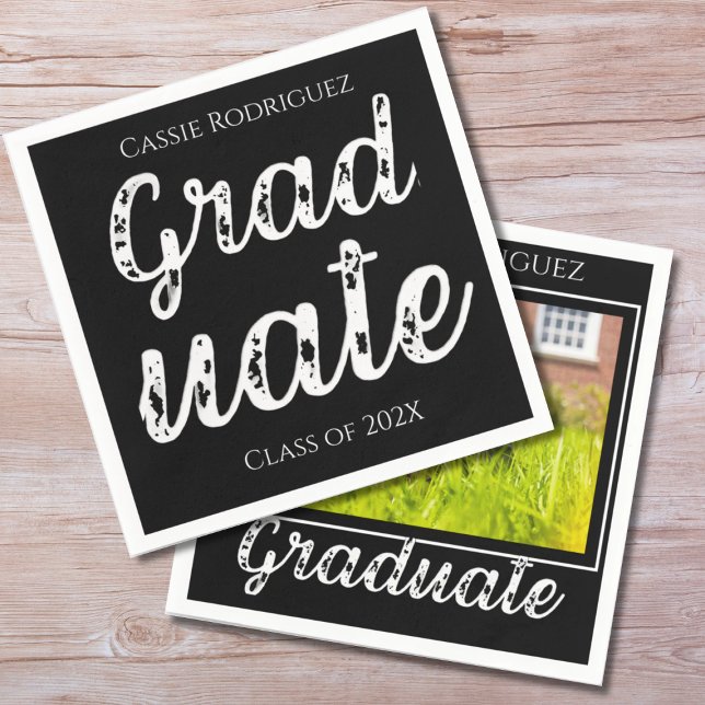 Simple Modern Calligraphy Graduation Black Pappersservett (Skapare uppladdad)