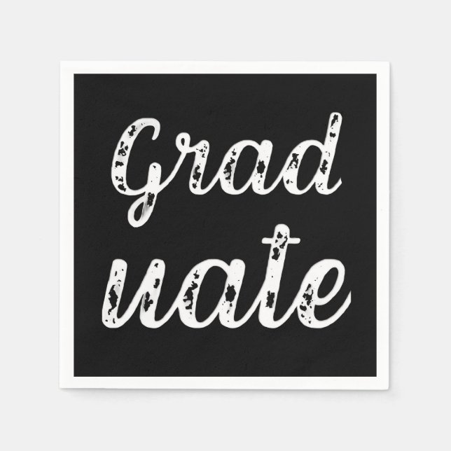 Simple Modern Calligraphy Graduation Black Pappersservett (Framsidan)