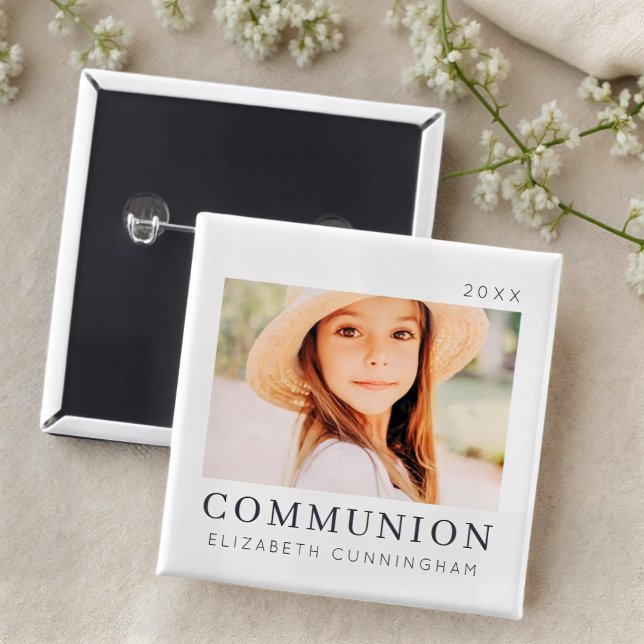 Simple Modern Chic Anpassningsbar First Communion  Knapp (Skapare uppladdad)
