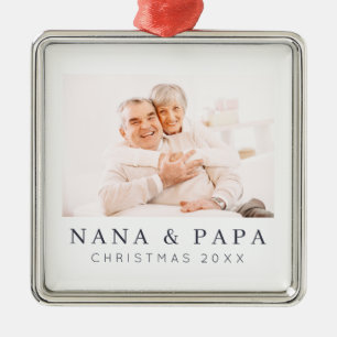 Simple Modern Chic Anpassningsbar Grandma Photo He Julgransprydnad Metall