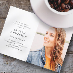 Simple Modern Chic Photo Birthday-firande Inbjudningar