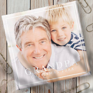 Simple Modern Chic Ram Grandpa Photo Helgdag Magnet