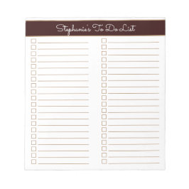 Simple Modern Chocolate Brown Two Column Checklist Anteckningsblock