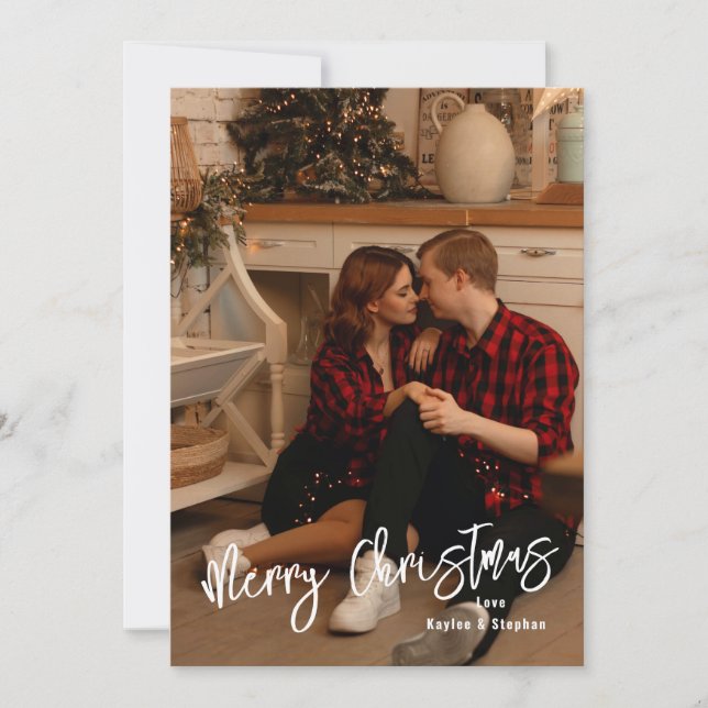 Simple Modern Christmas Card - Personalized Photo Kort (Framsida)