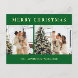 Simple Modern Christmas Family Two Photo Helg Vykort