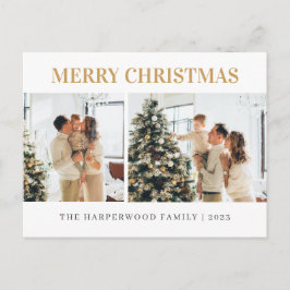 Simple Modern Christmas Family Two Photo Helg Vykort