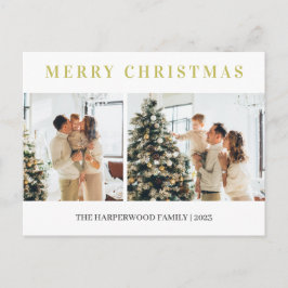 Simple Modern Christmas Family Two Photo Helg Vykort