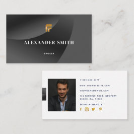 Simple Modern Classy Black Guld Professionell Phot Visitkort