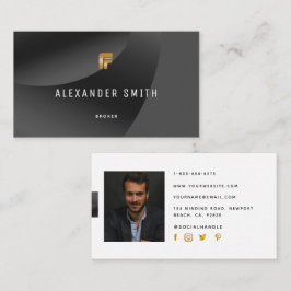 Simple Modern Classy Black Guld Professionell Phot Visitkort