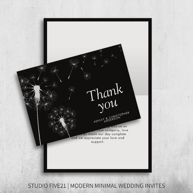 Simple Modern Dandelion Smoke Black Tack Kort (Skapare uppladdad)