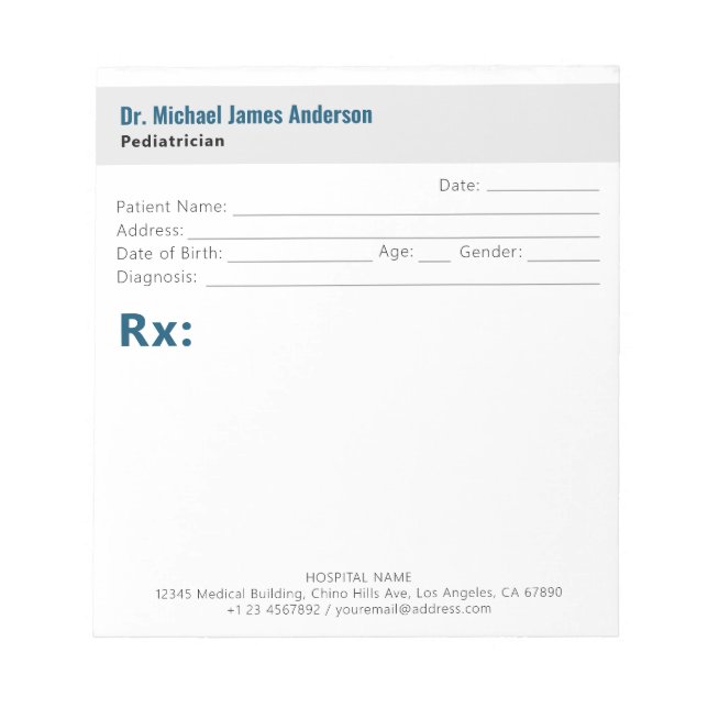 Simple Modern Doctor Prescription  Anteckningsblock (Framsida)