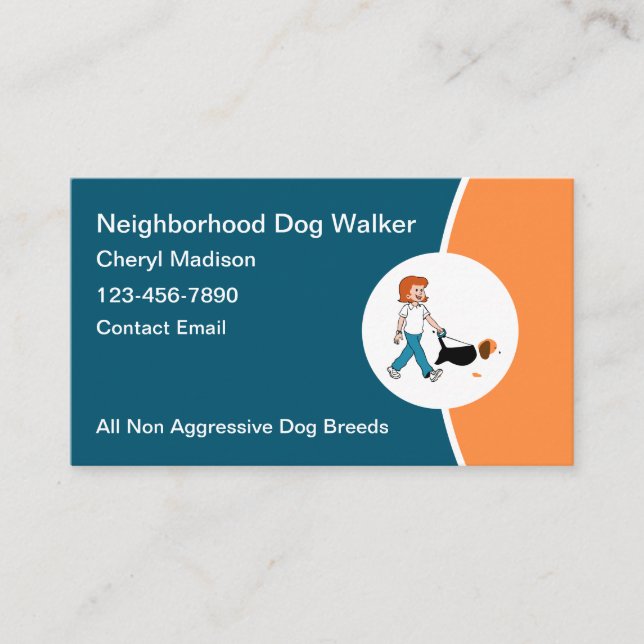 Simple Modern Dog Walking Business Cards Visitkort (Framsida)