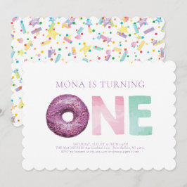 Simple Modern Donut First Birthday-inbjudan Inbjudningar