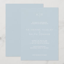 Simple Modern Dusty Blue Wedding bjudande
