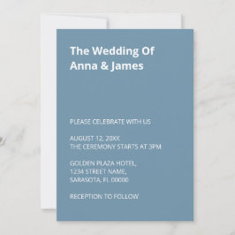 Simple Modern Dusty Blue Wedding bjudande Inbjudningar