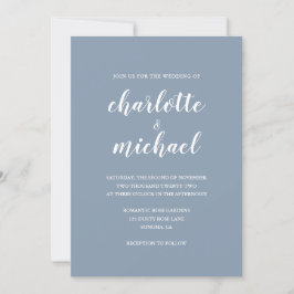 Simple Modern Dusty Blue Wedding bjudande Inbjudningar
