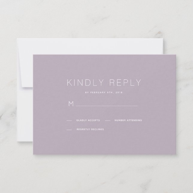 Simple Modern Dusty Lilac-Bröllop OSA Card Kort (Framsida)