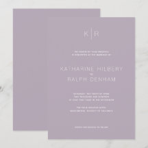 Simple Modern Dusty Lilac bröllopsinbjudan
