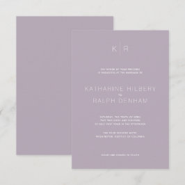 Simple Modern Dusty Lilac bröllopsinbjudan Inbjudningar