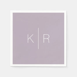 Simple Modern Dusty Lilac Monogram Bröllop Napkins Pappersservett