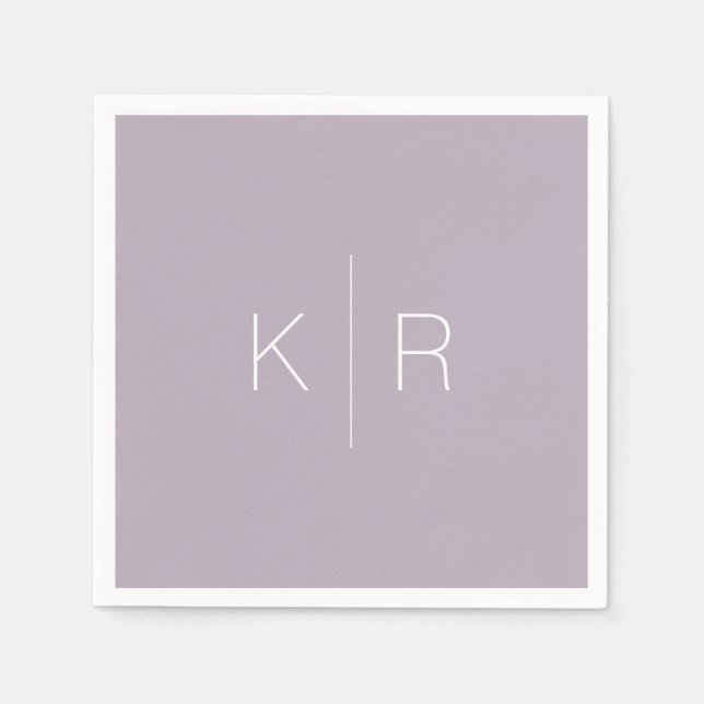 Simple Modern Dusty Lilac Monogram Bröllop Napkins Pappersservett (Framsidan)