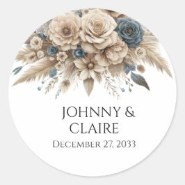 Simple Modern Elegant Pampas Grass Minimalist  Runt Klistermärke