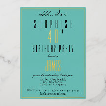 Simple Modern Elegant Teal Black 40:e födelsedag I