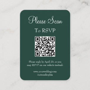 Simple Modern Emerald Grönt Bröllop Scan QR-kod Tilläggskort