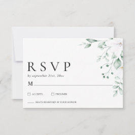 Simple Modern Eucalyptus Greenery Wedding RSVP OSA Kort