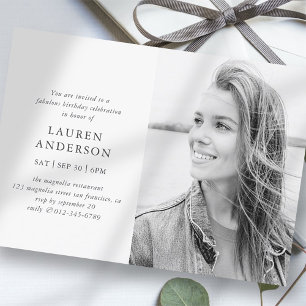 Simple Modern Fab Chic Photo Birthday-firande Inbjudningar