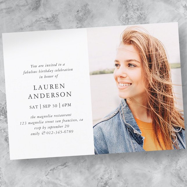 Simple Modern Fab Chic Photo Birthday-firande Inbjudningar (Skapare uppladdad)