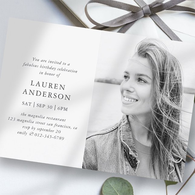 Simple Modern Fab Chic Photo Birthday-firande Inbjudningar (Skapare uppladdad)
