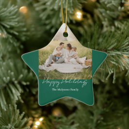 Simple Modern Family Photo Christmas & New Year Julgransprydnad Keramik