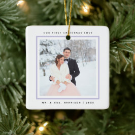 Simple Modern First jul Mr. och Mrs. 2 Photos Julgransprydnad Keramik