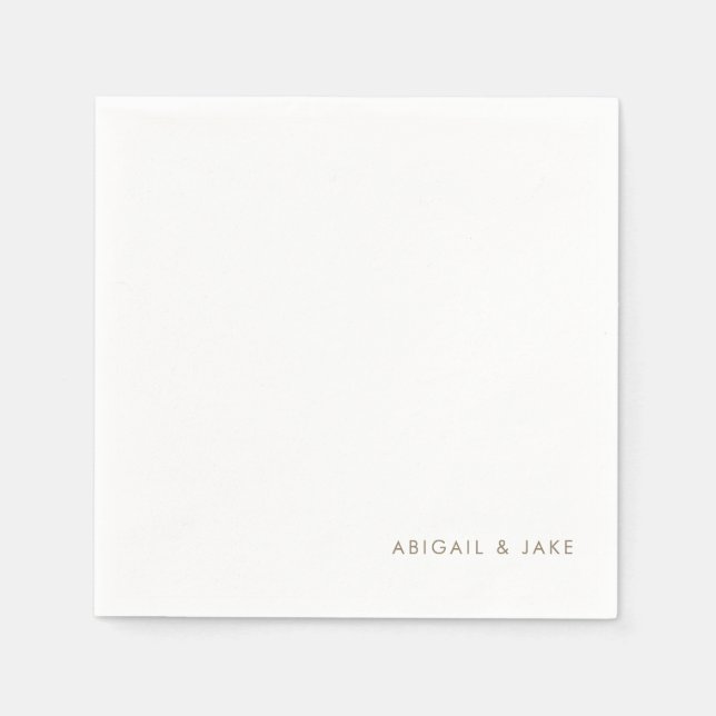 Simple Modern Font Gold Text Names Wedding Pappersservett (Framsidan)