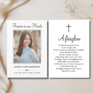 Simple Modern Funeral Photo Memorial Prayer Kort