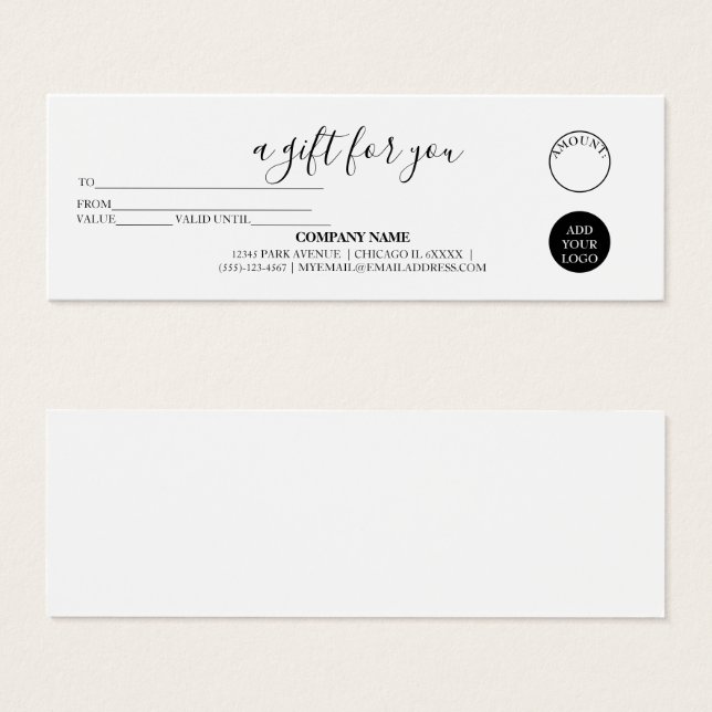 Simple Modern Gift Certificate Baking Bakery Cake Litet Visitkort (Framsida & baksida)